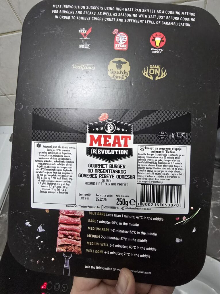 meat revolution ribeye based burgers packaging