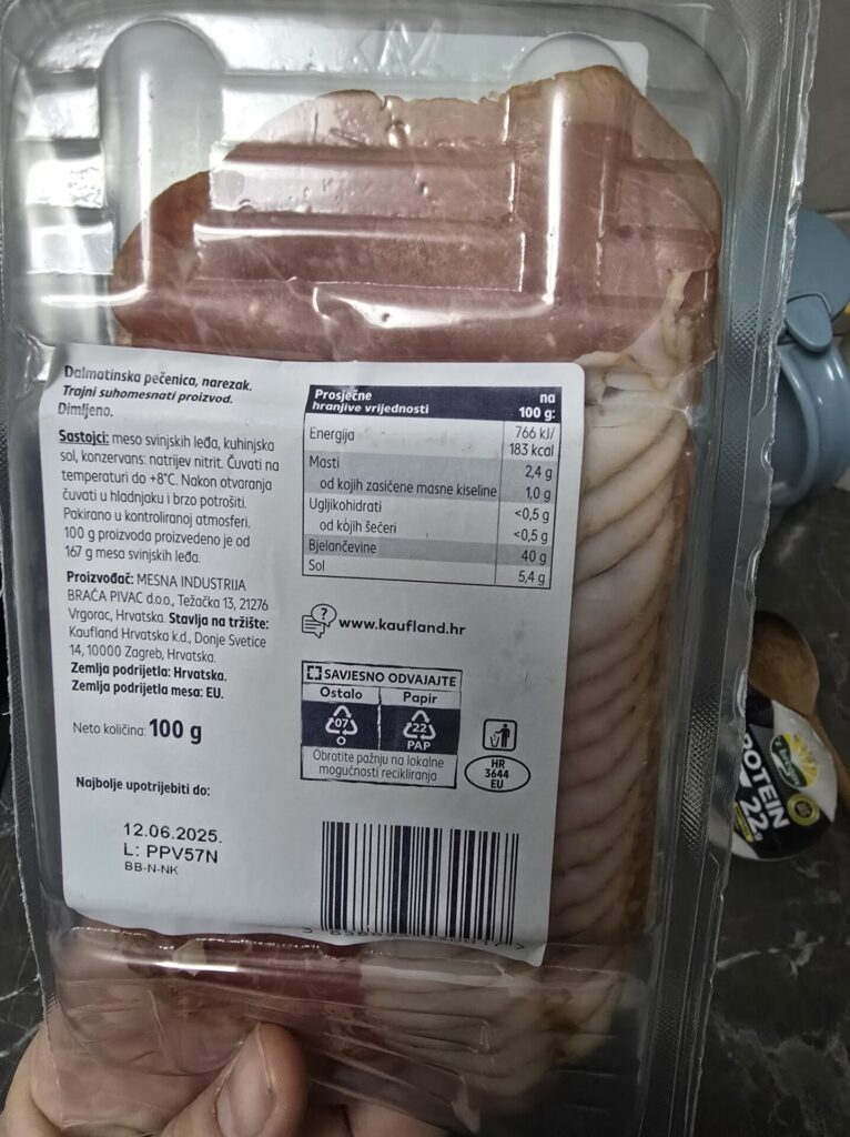 dry cured pork loin nutritional value