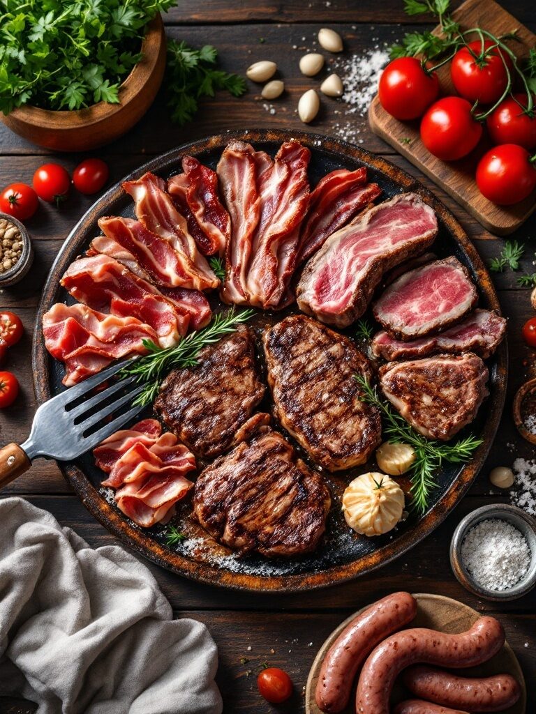 plate full of meat