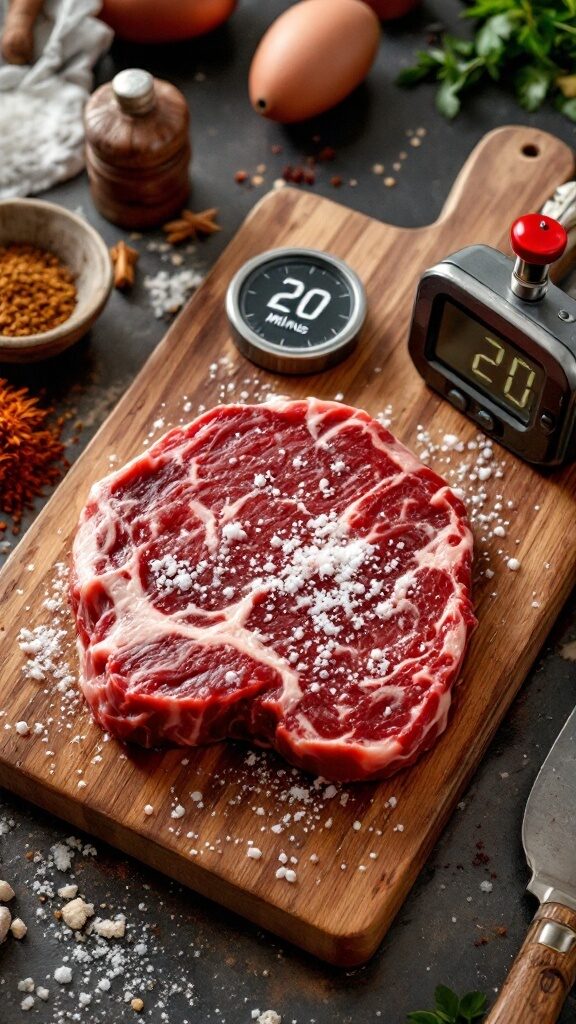 salted piece of beef steak