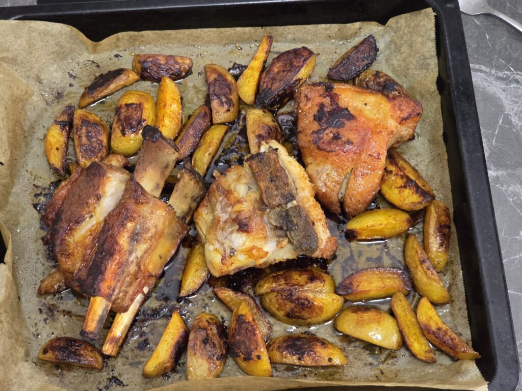 veal and potatoes in the oven