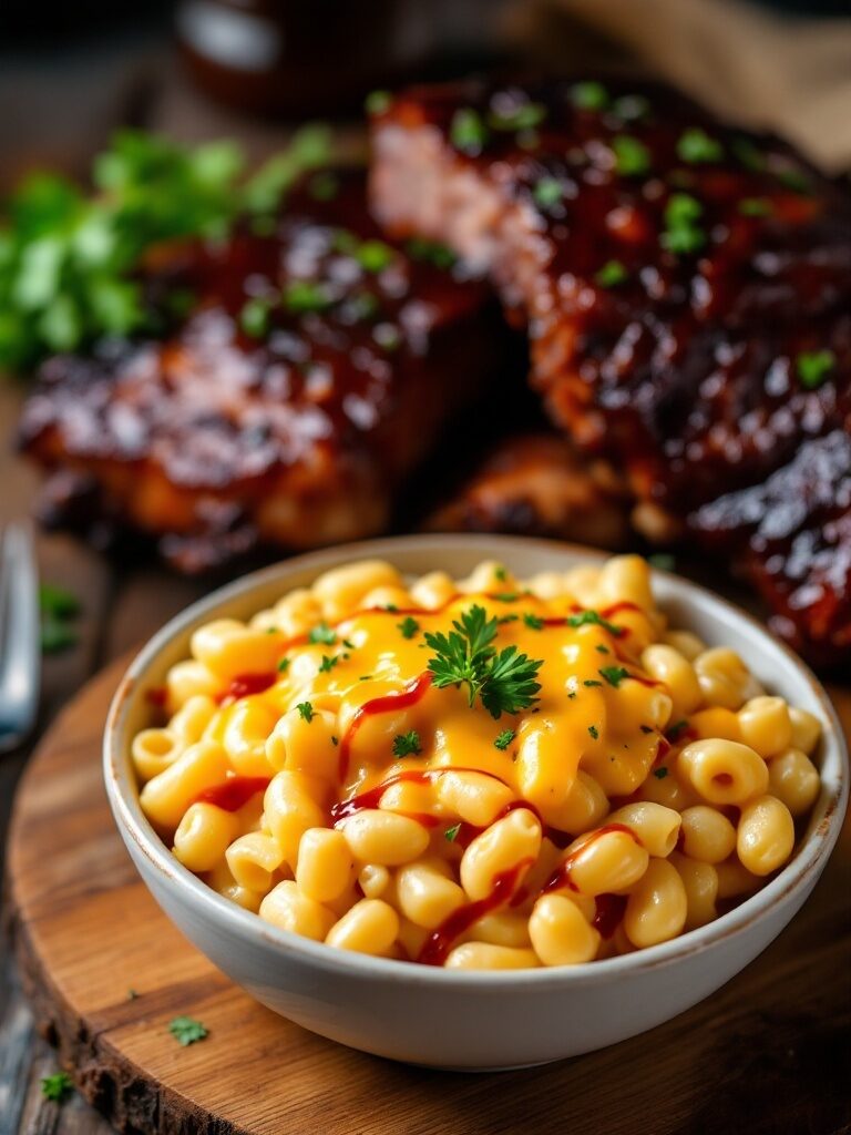 mac and cheese, pork