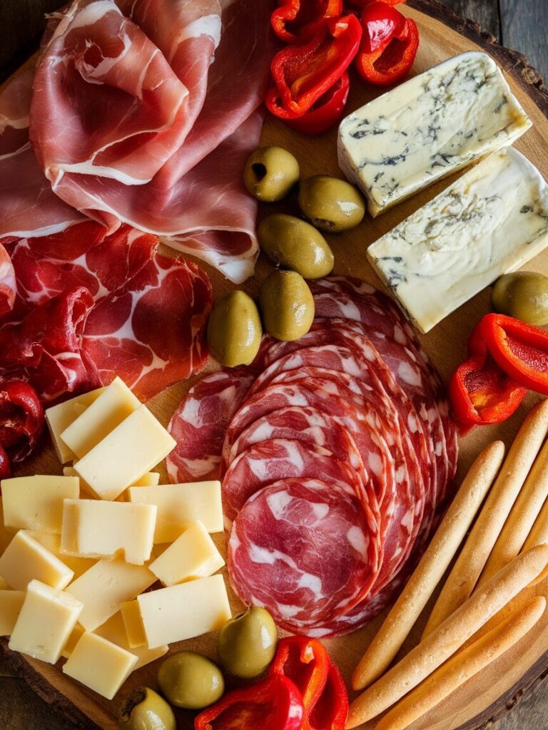 italian cured meat platter with cheese