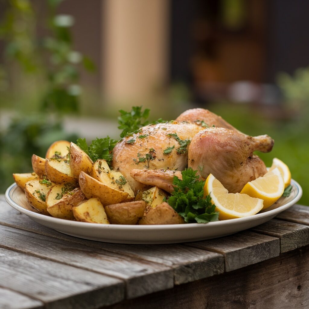 roasted potatoes with chicken
