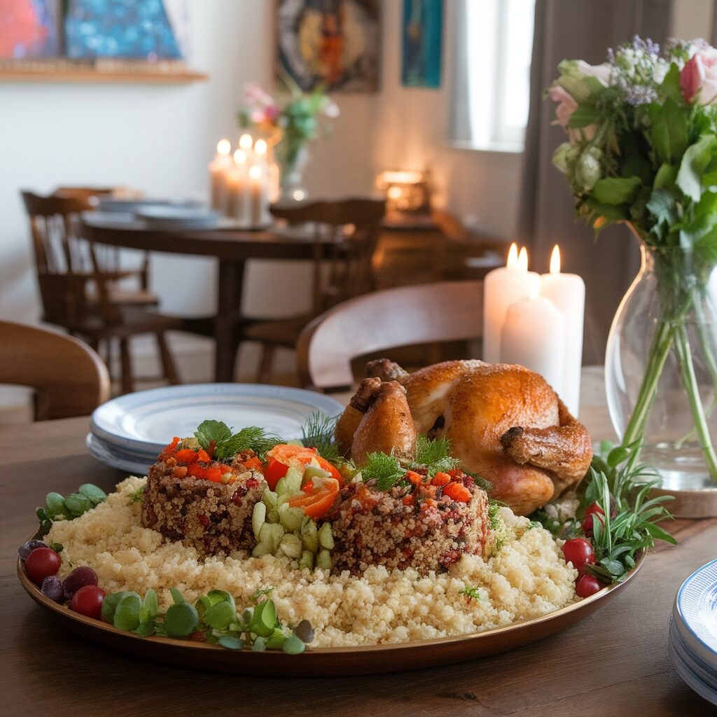 couscous and quinoa with chicken