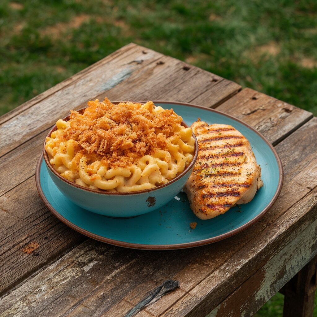 mac and cheese with chicken breasts