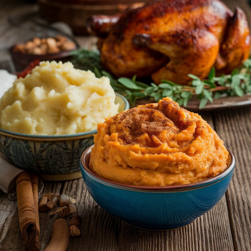 sweet mashed potatoes, regular mashed potatoes