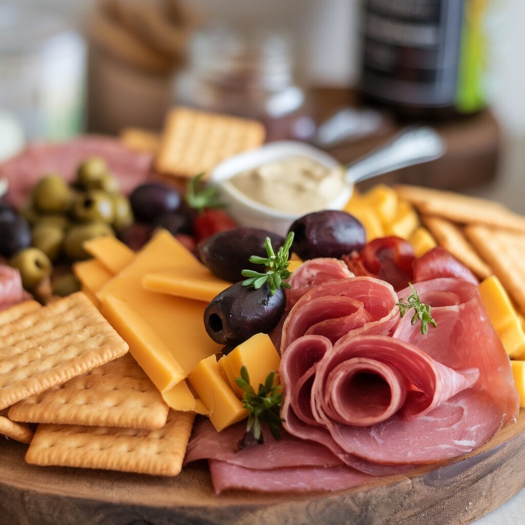 simple dinner meat platter idea from leftovers in refrigerator