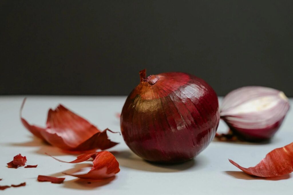red onions on the counter