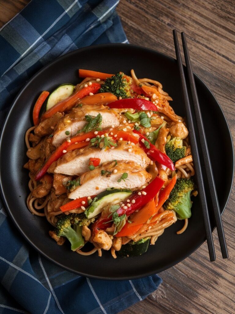 chicken stir fry with noodles