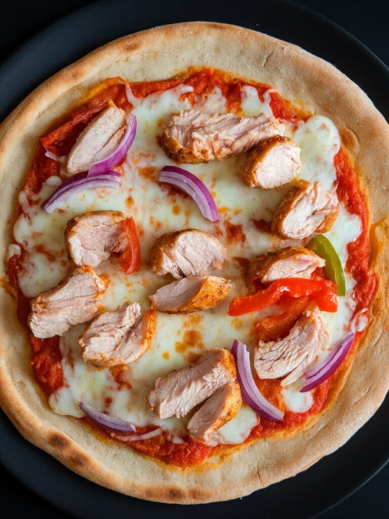 chicken pizza on pita bread