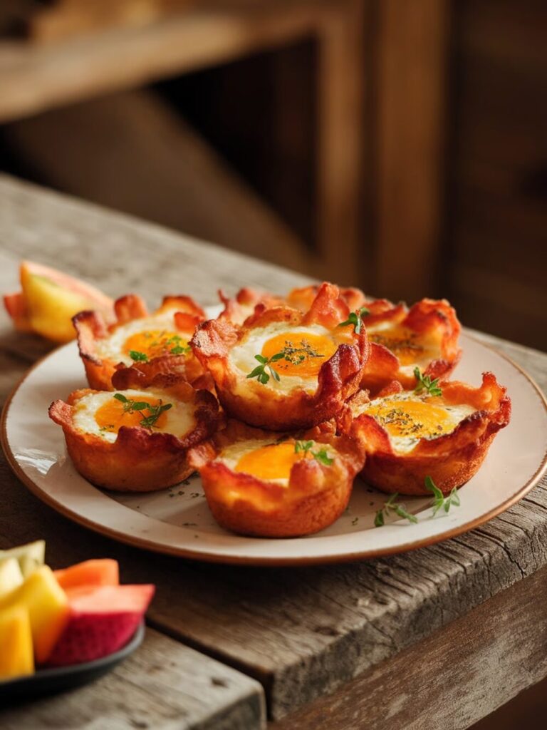 bacon and eggs in muffin cups