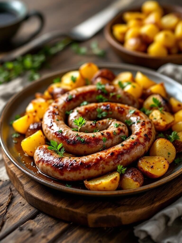 roasted pork sausage with potatoes