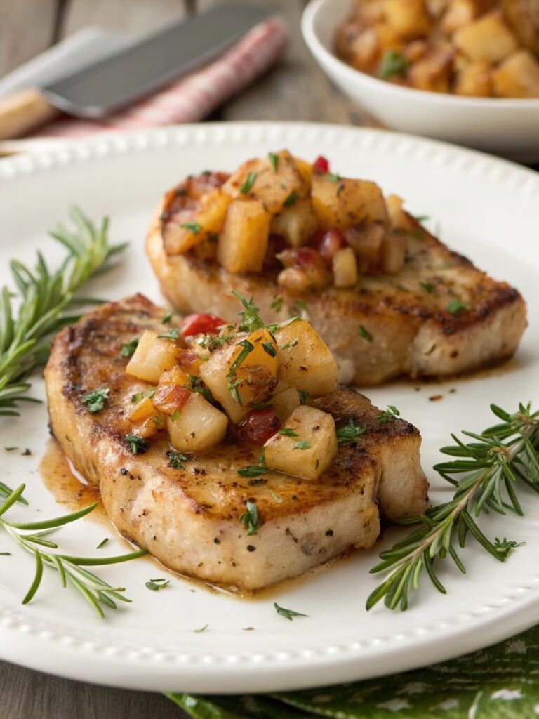 Herbed Pork Chops with Apple Chutney