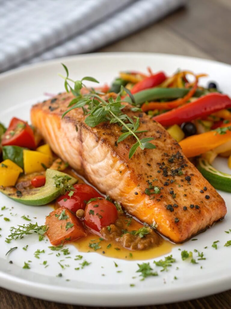 Spicy Honey Mustard Glazed Salmon