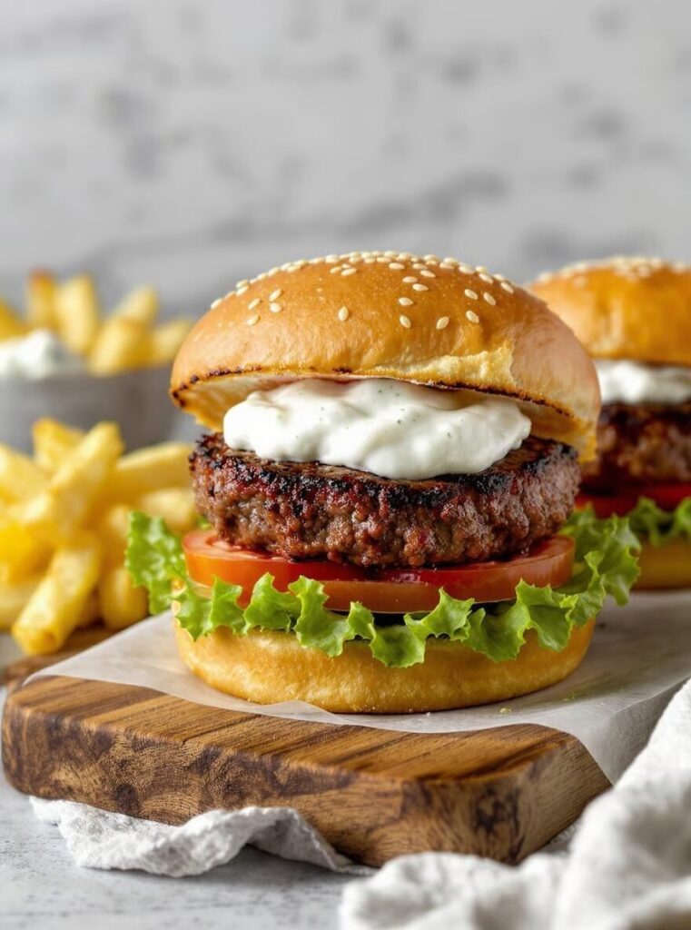 Grilled Lamb Burgers with Tzatziki