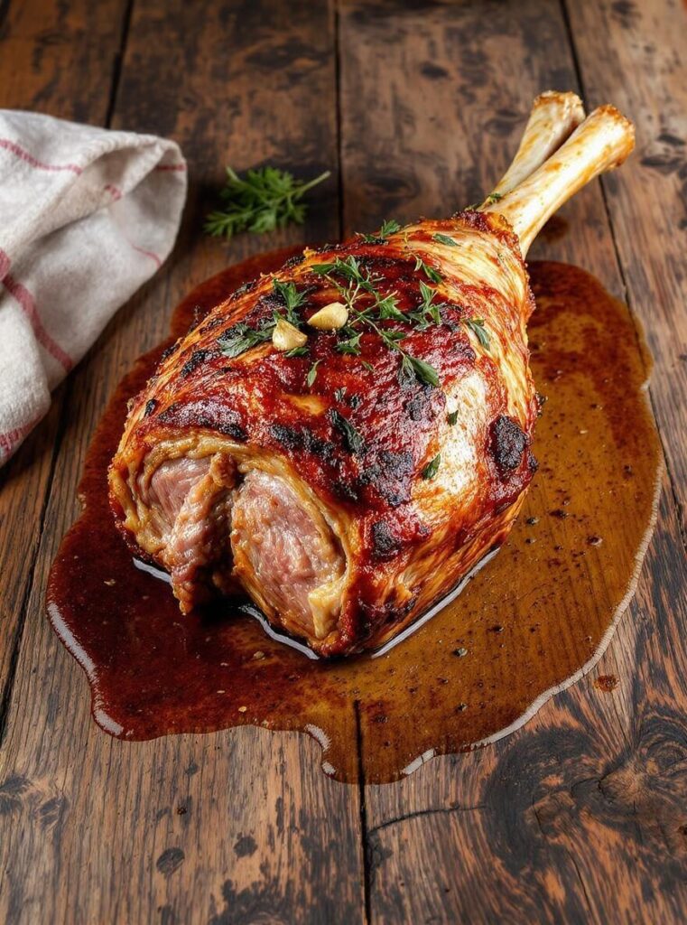 Roasted Lamb Leg with Garlic and Herbs