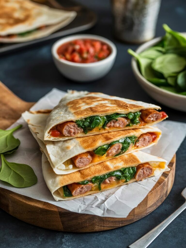 Sausage and Spinach Quesadillas