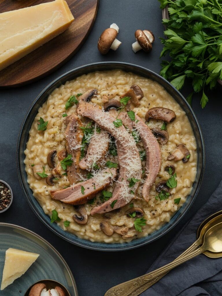 duck and mushroom risotto