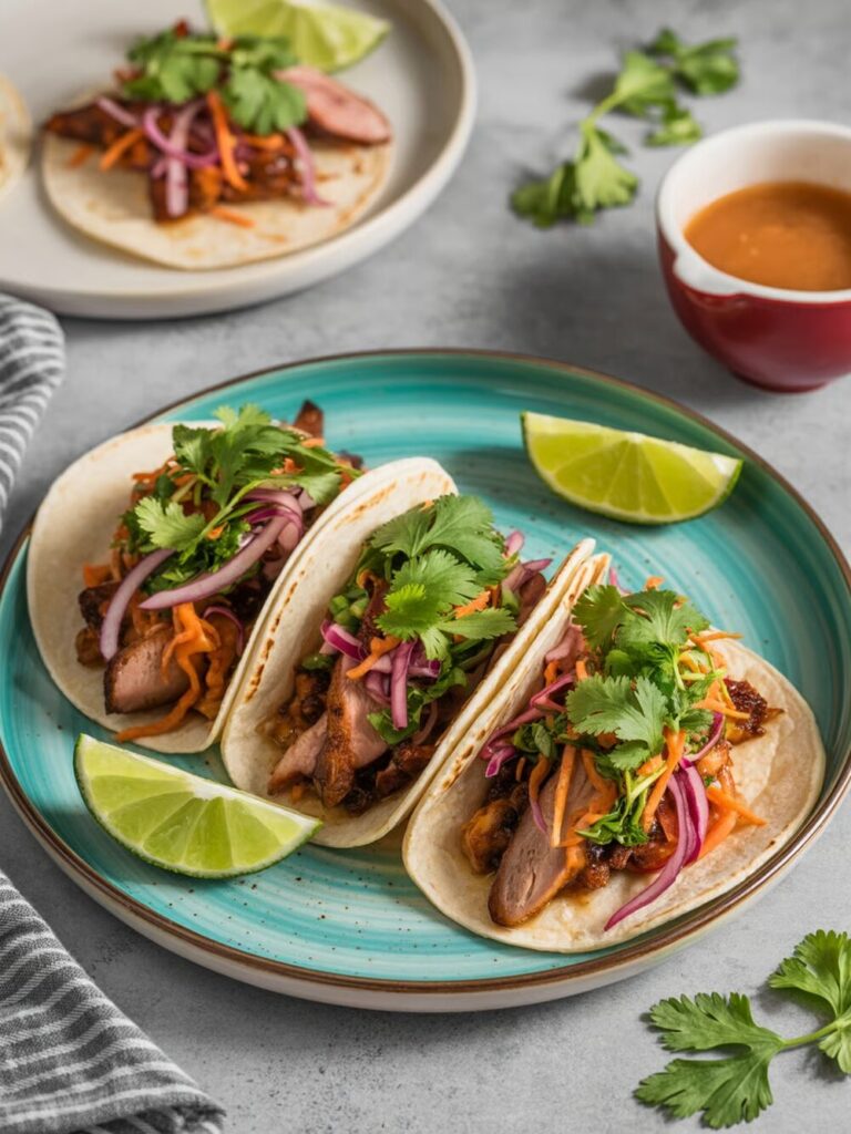 duck confit tacos with cilantro slaw