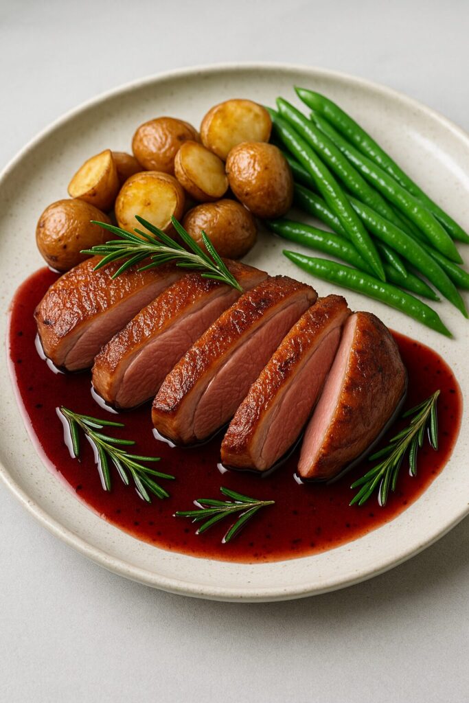 Duck Breast with Red Wine and Rosemary Sauce