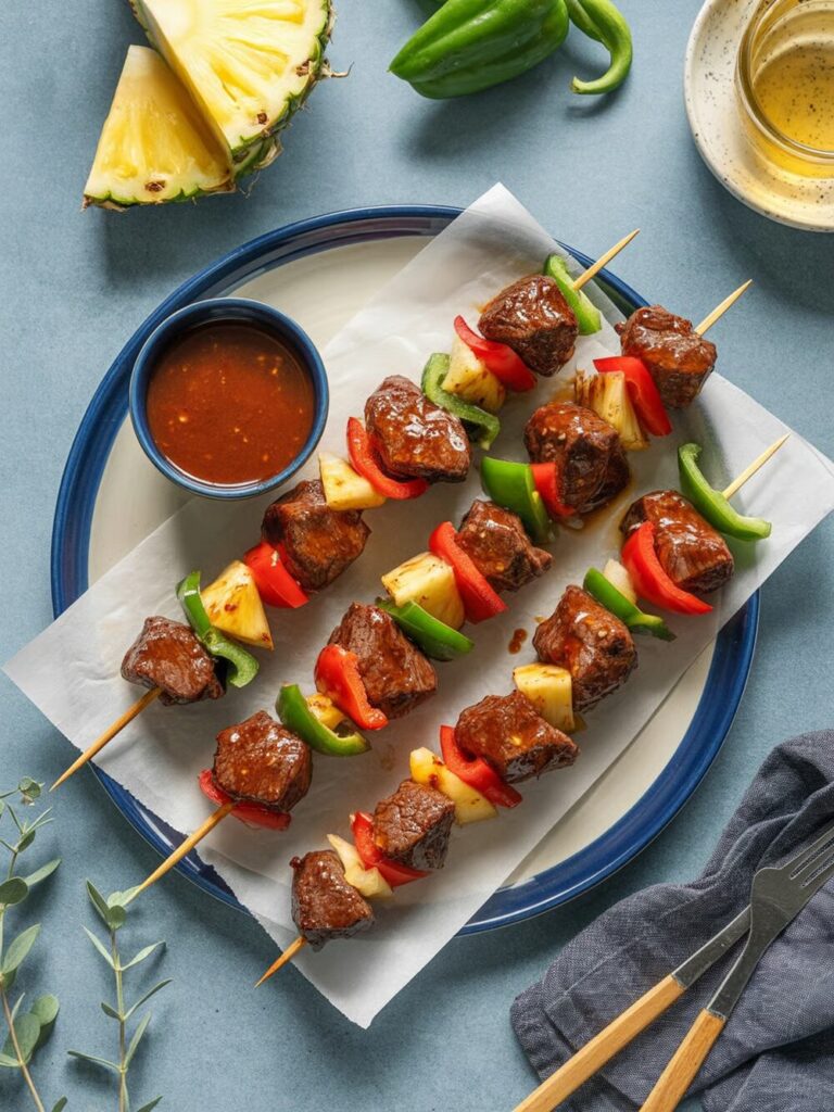 Teriyaki Beef Skewers with Pineapple