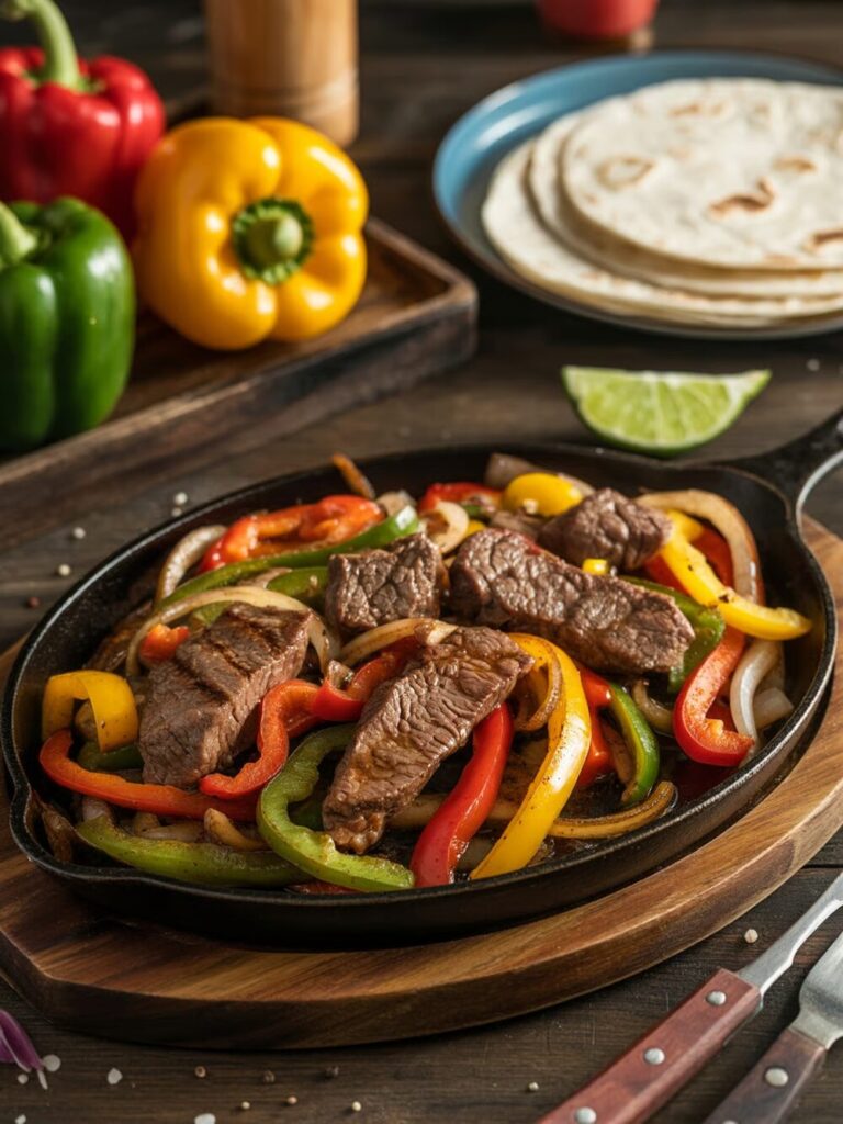 Steak Fajitas with Sizzling Peppers