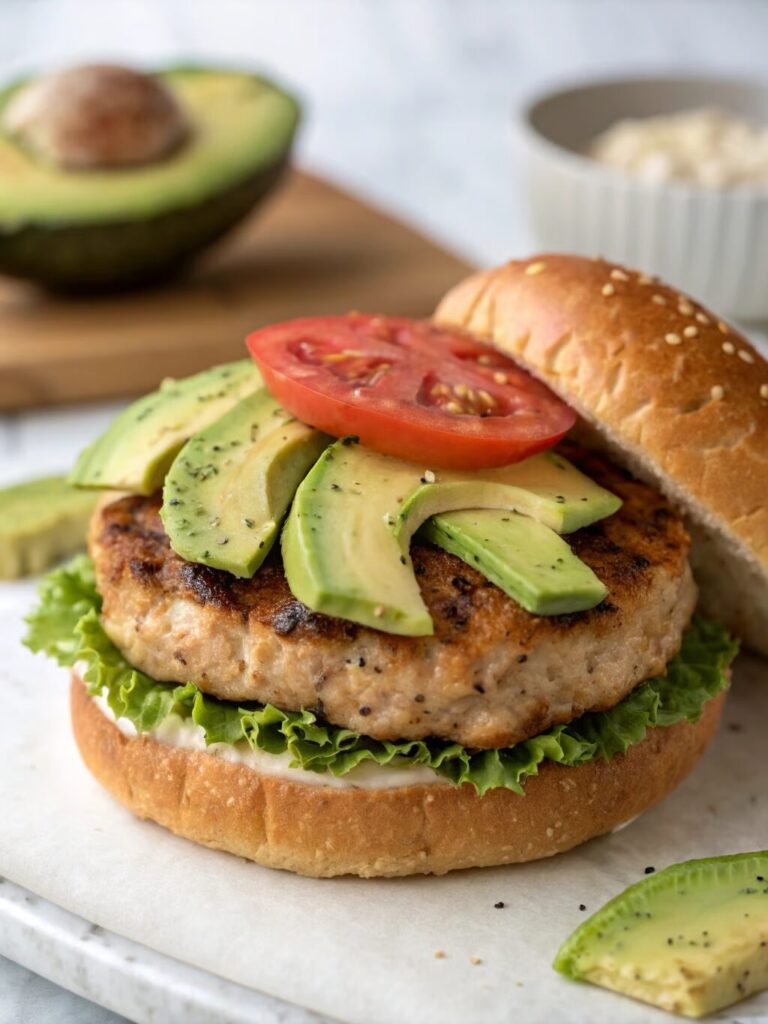 Ground Chicken Burgers with Avocado