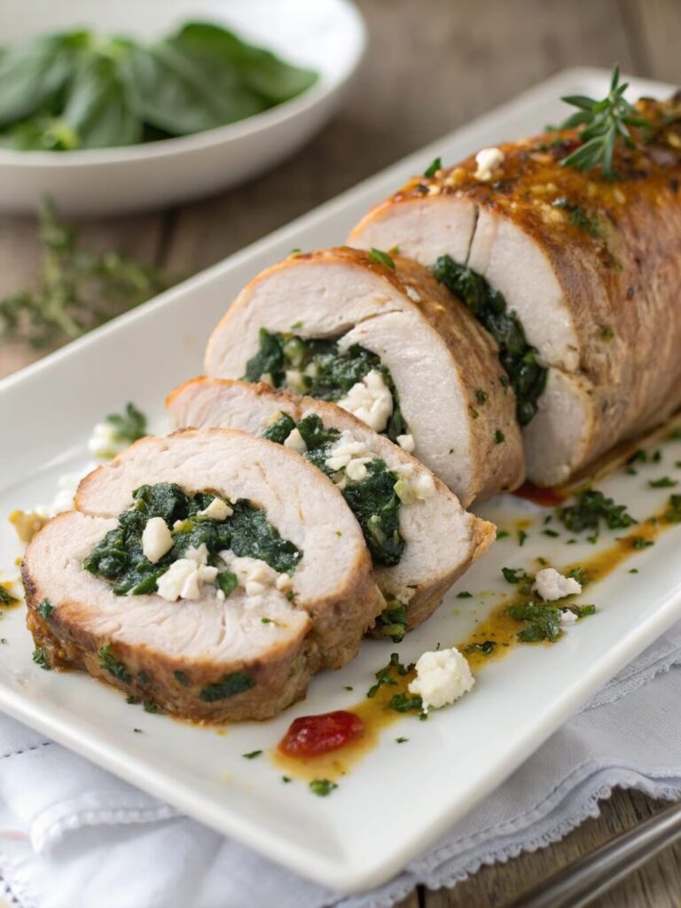 Stuffed Pork Tenderloin with Spinach and Feta